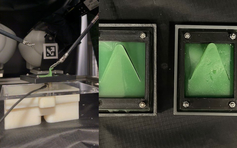 da Vinci robot retracting a silicone tissue sample